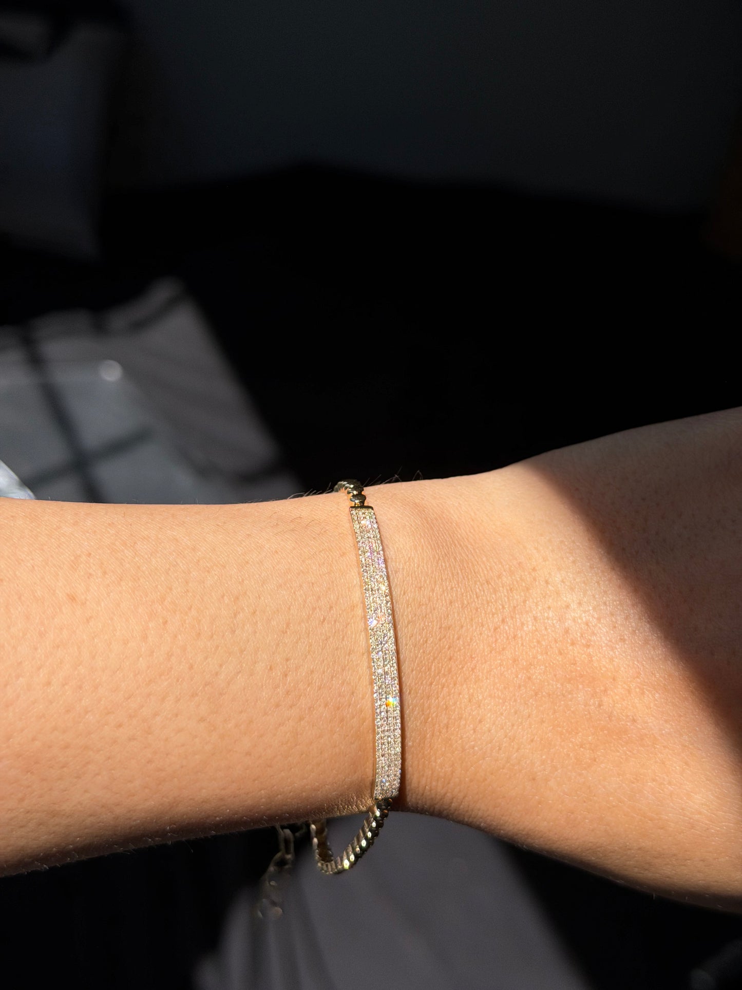14k pave diamond bar bracelet