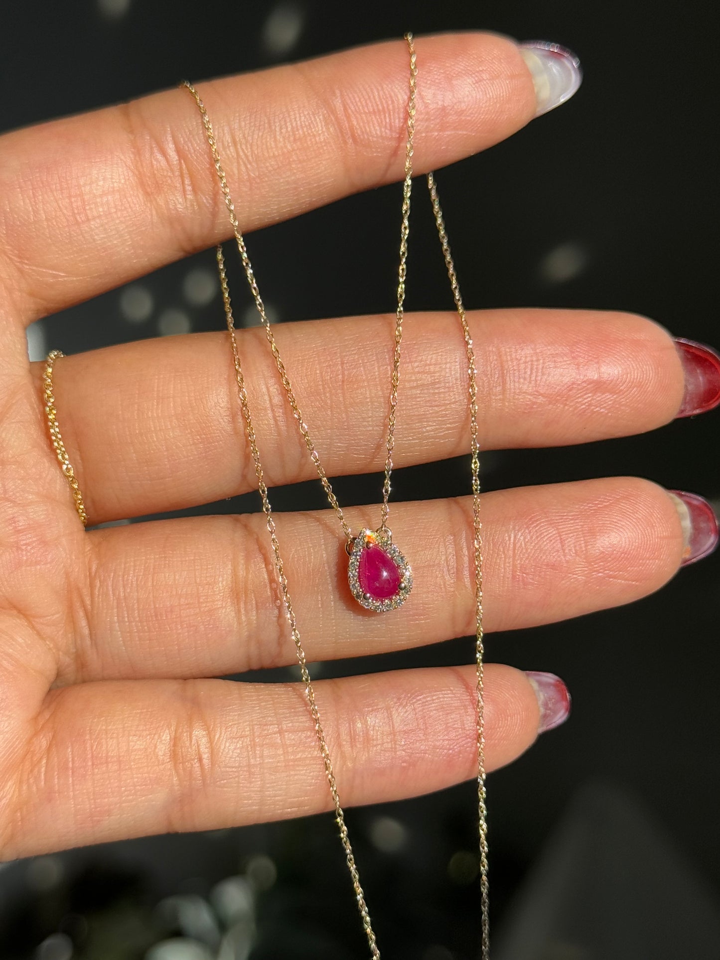 10k yellow gold ruby and diamonds necklace