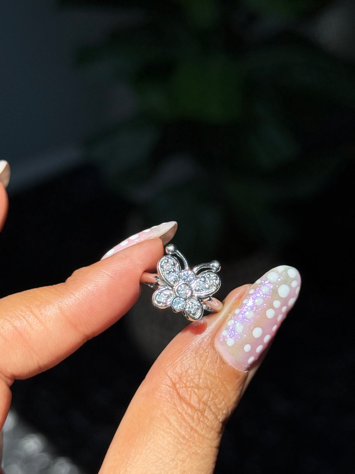 14k white gold Diamond butterfly ring