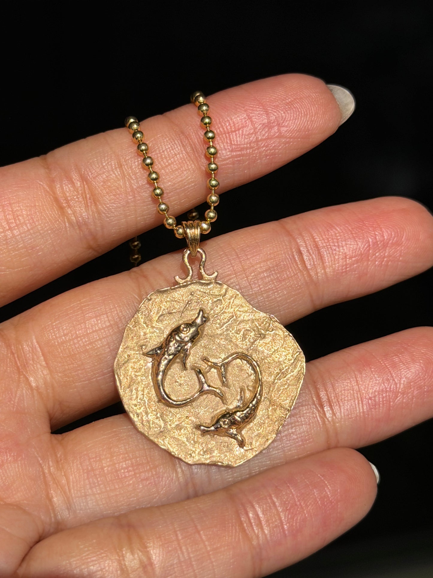 14k Pisces pendant