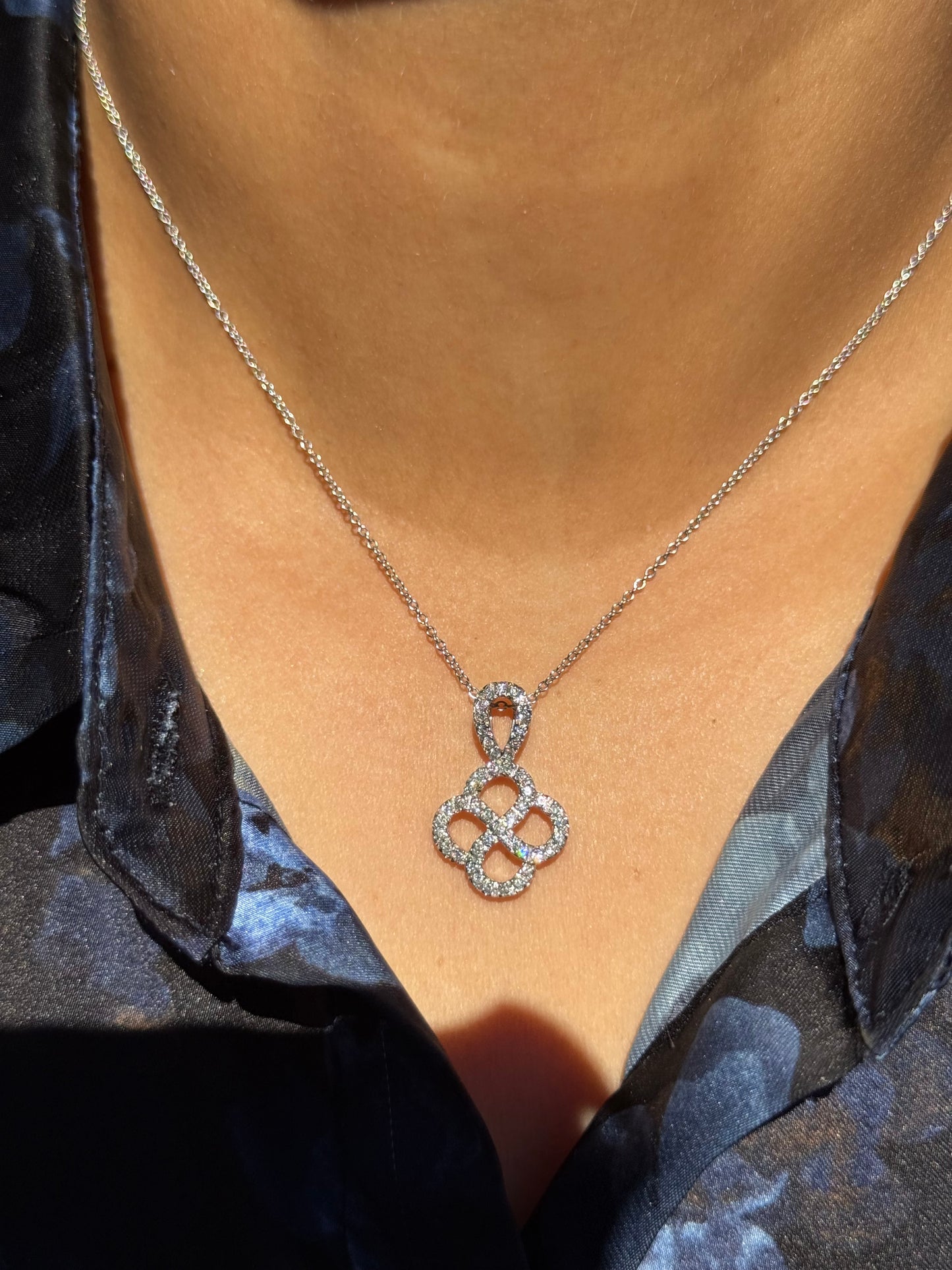 14k diamond Quatrefoil Necklace & Earrings