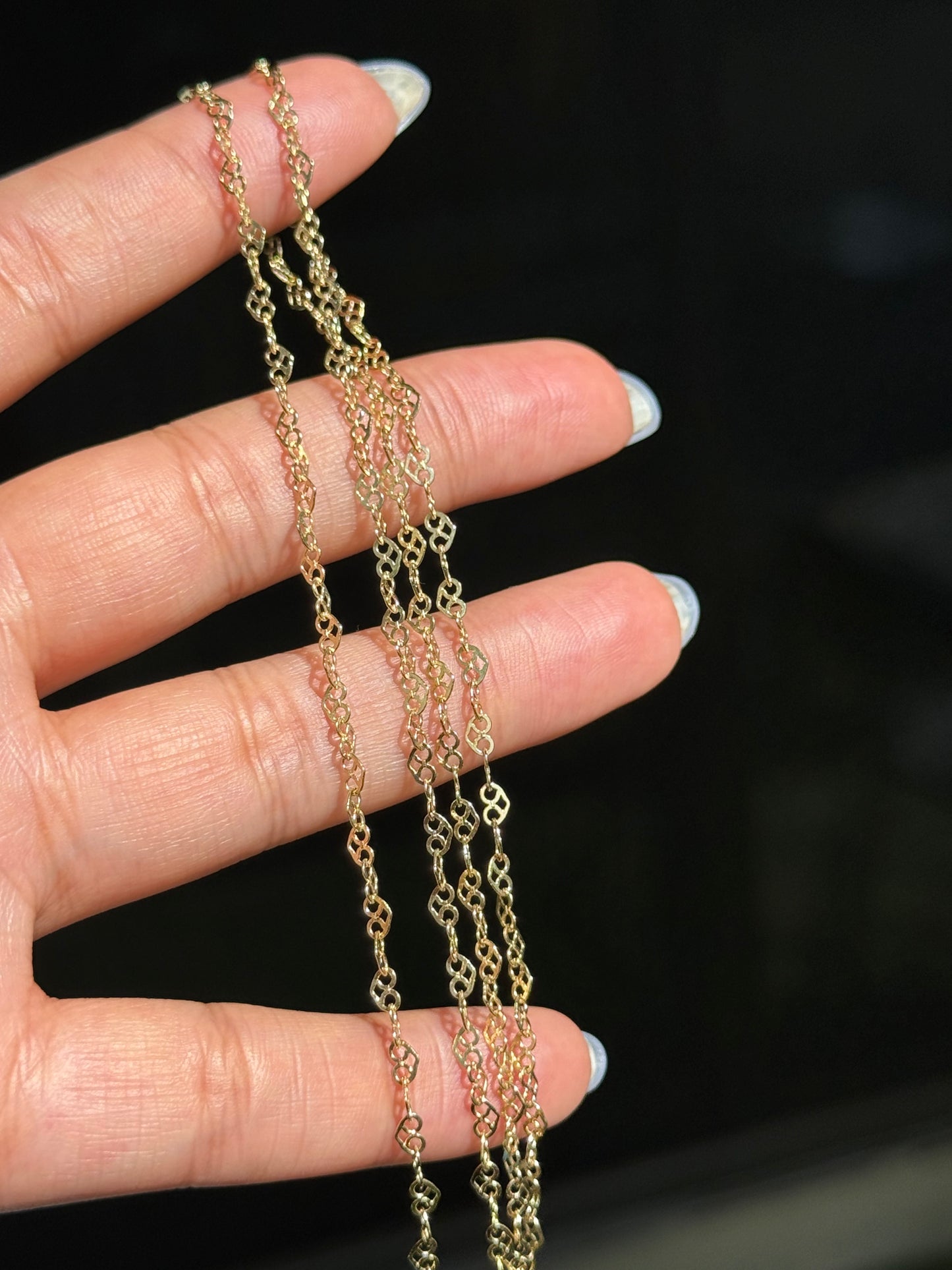 14k yellow gold heart link chain