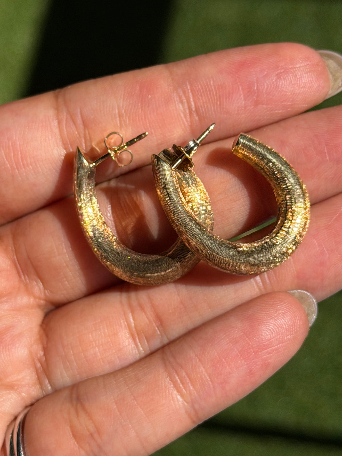 14k satin finish J hoop earrings