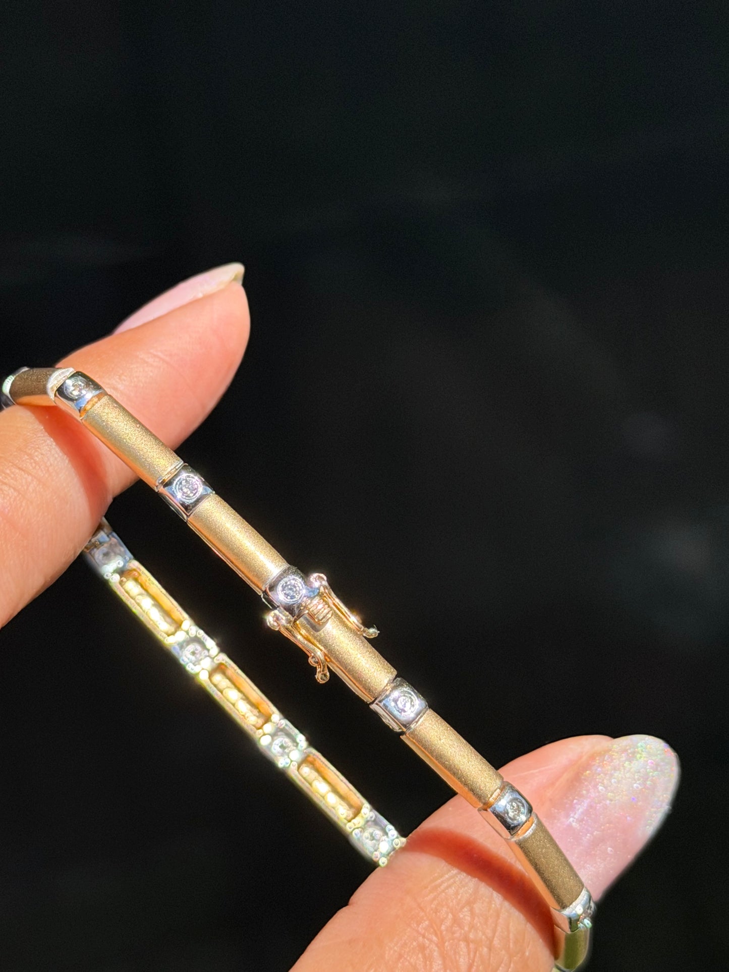 14k diamond bar link bracelet