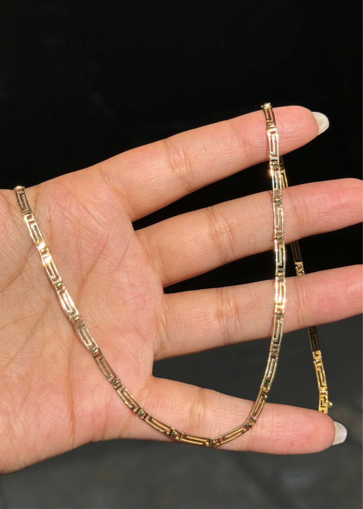 Vintage  14k Greekkey scalloped necklace 🏺