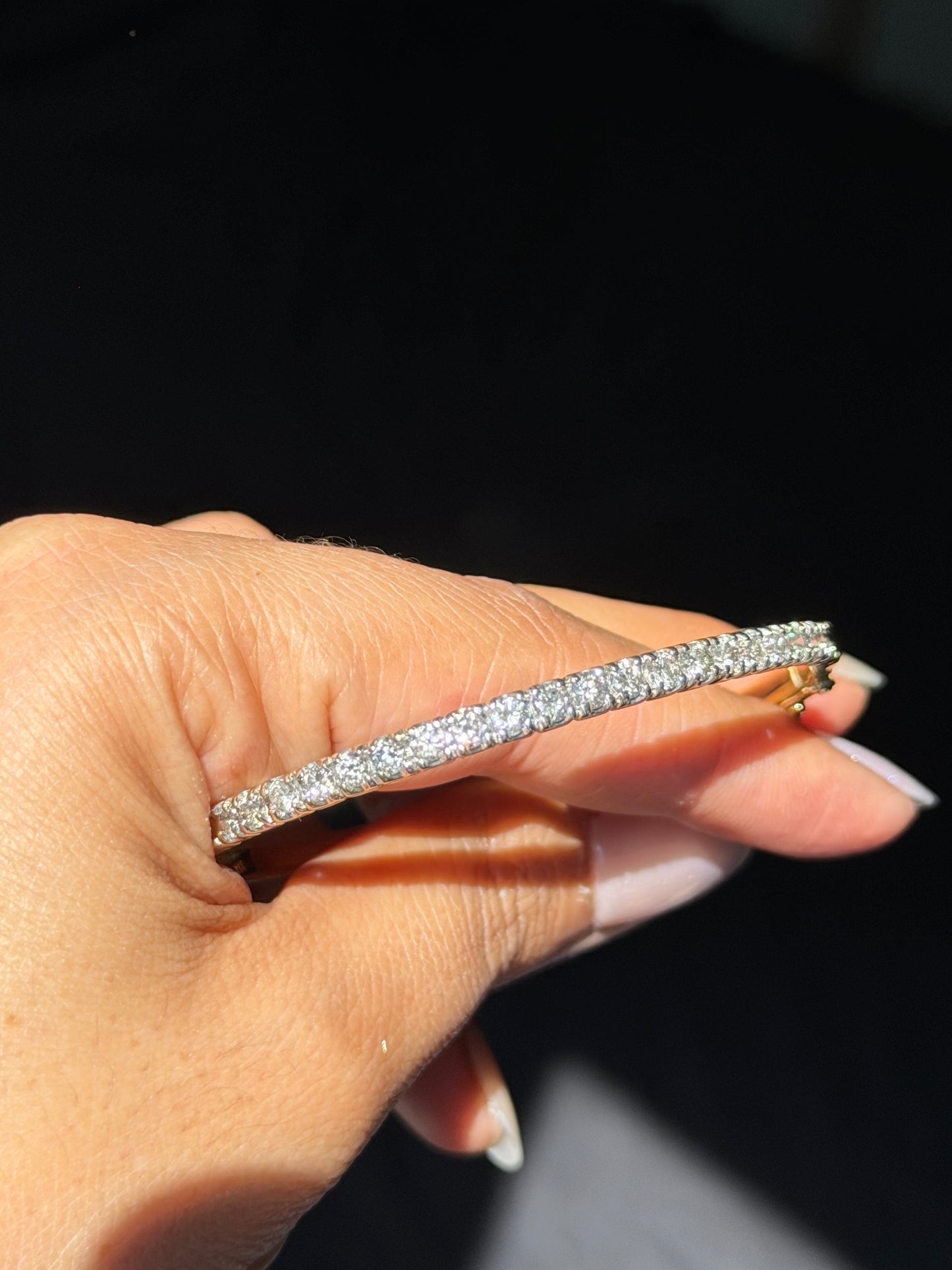 14k 2ct diamond hinged bracelet