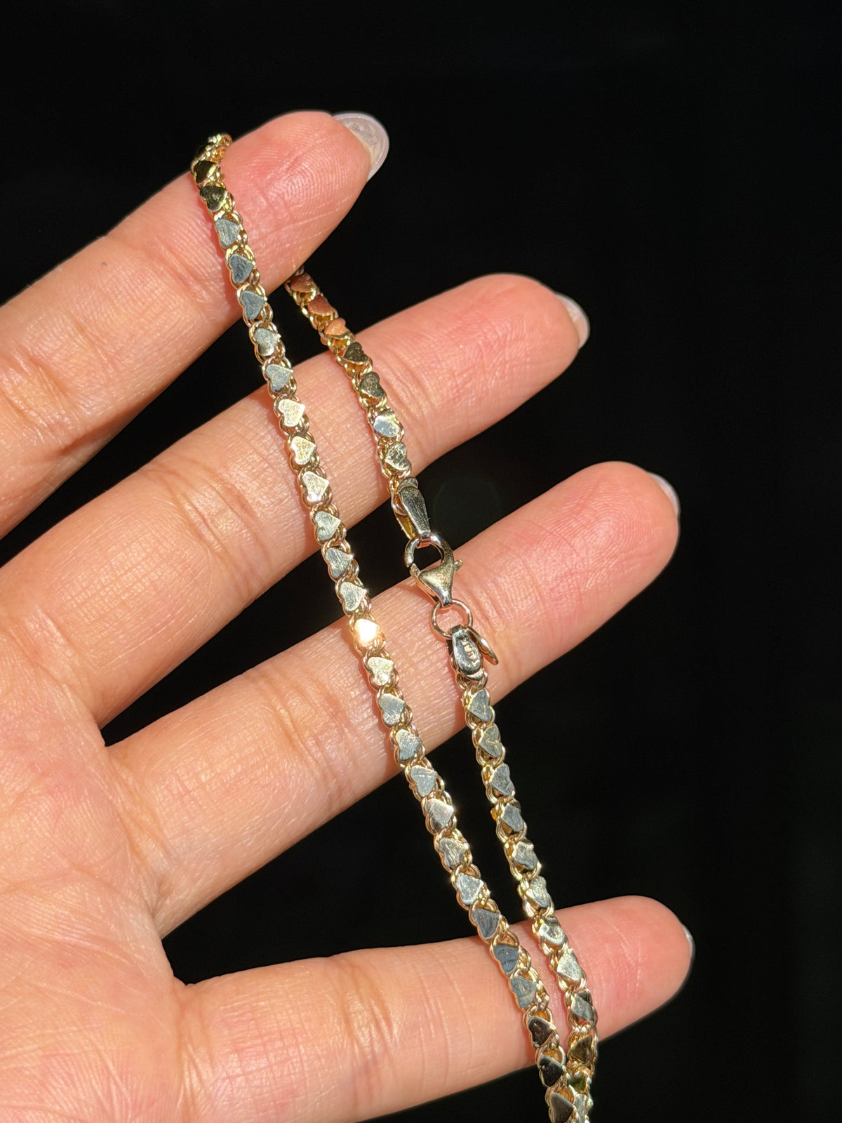 14k Double sided Heart Anklet