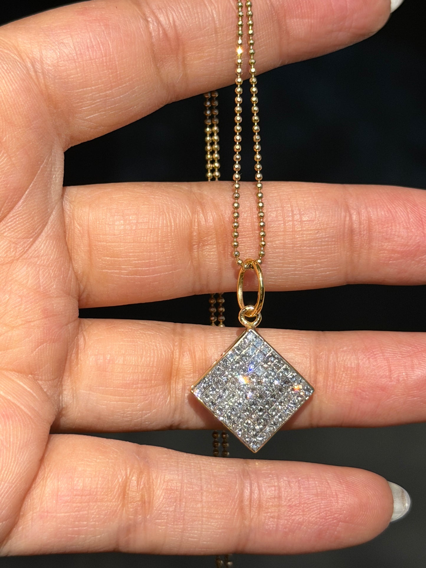 14k Large invisible set diamond charms