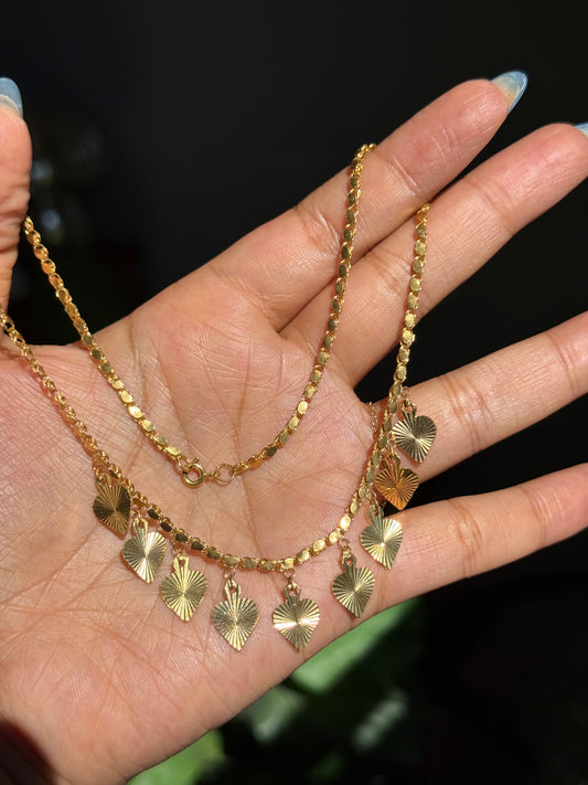 Vintage 18k engine turned hearts necklace ✨