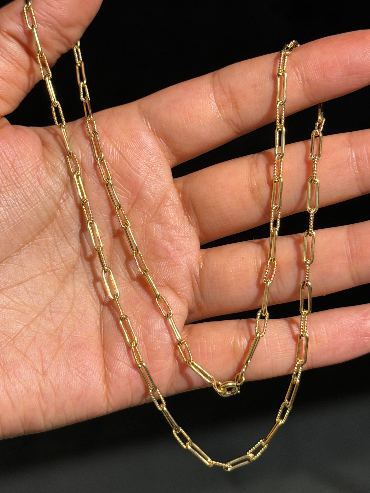 18k solid paper clip chain