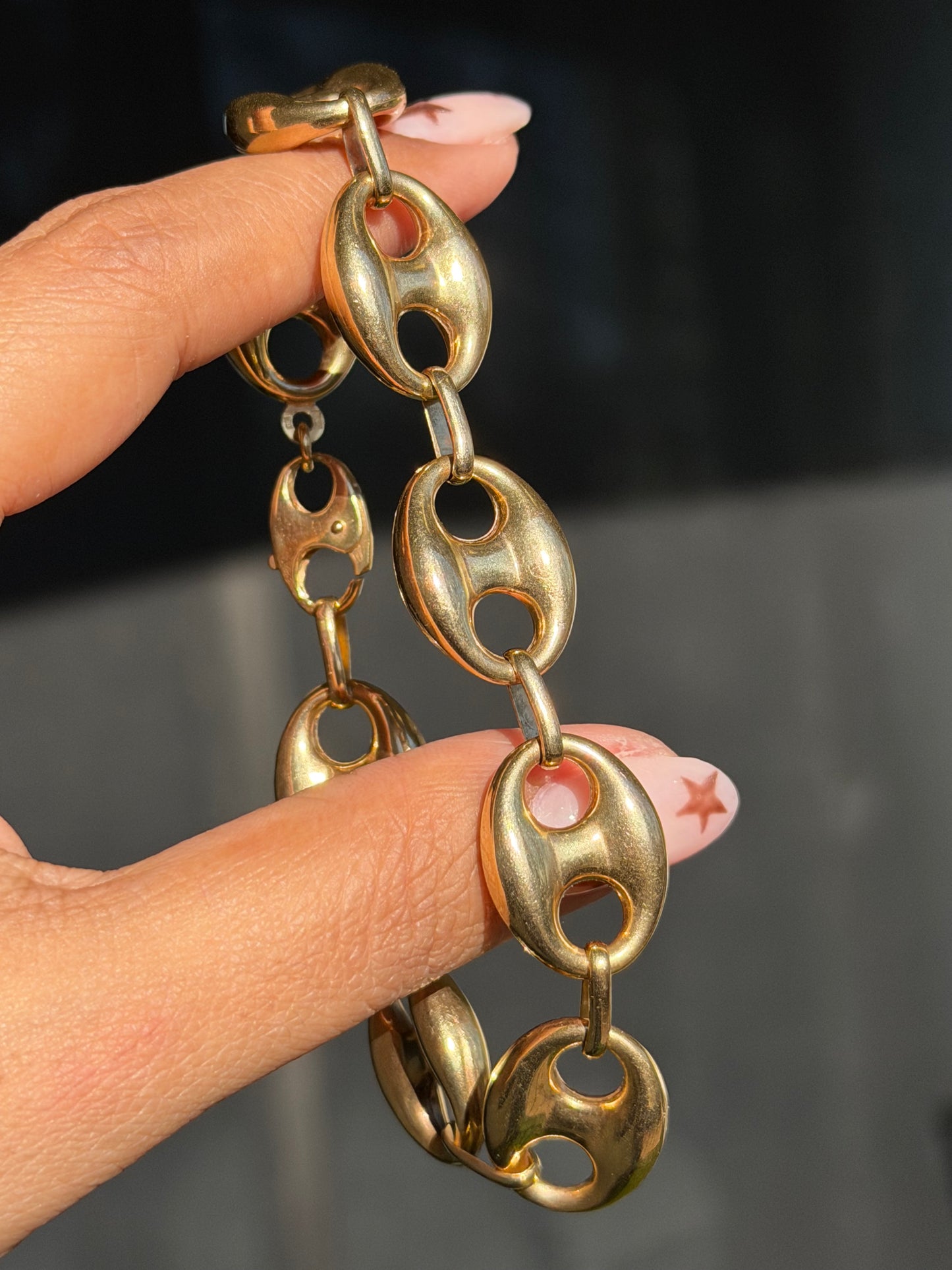 14k puffy mariner link bracelet