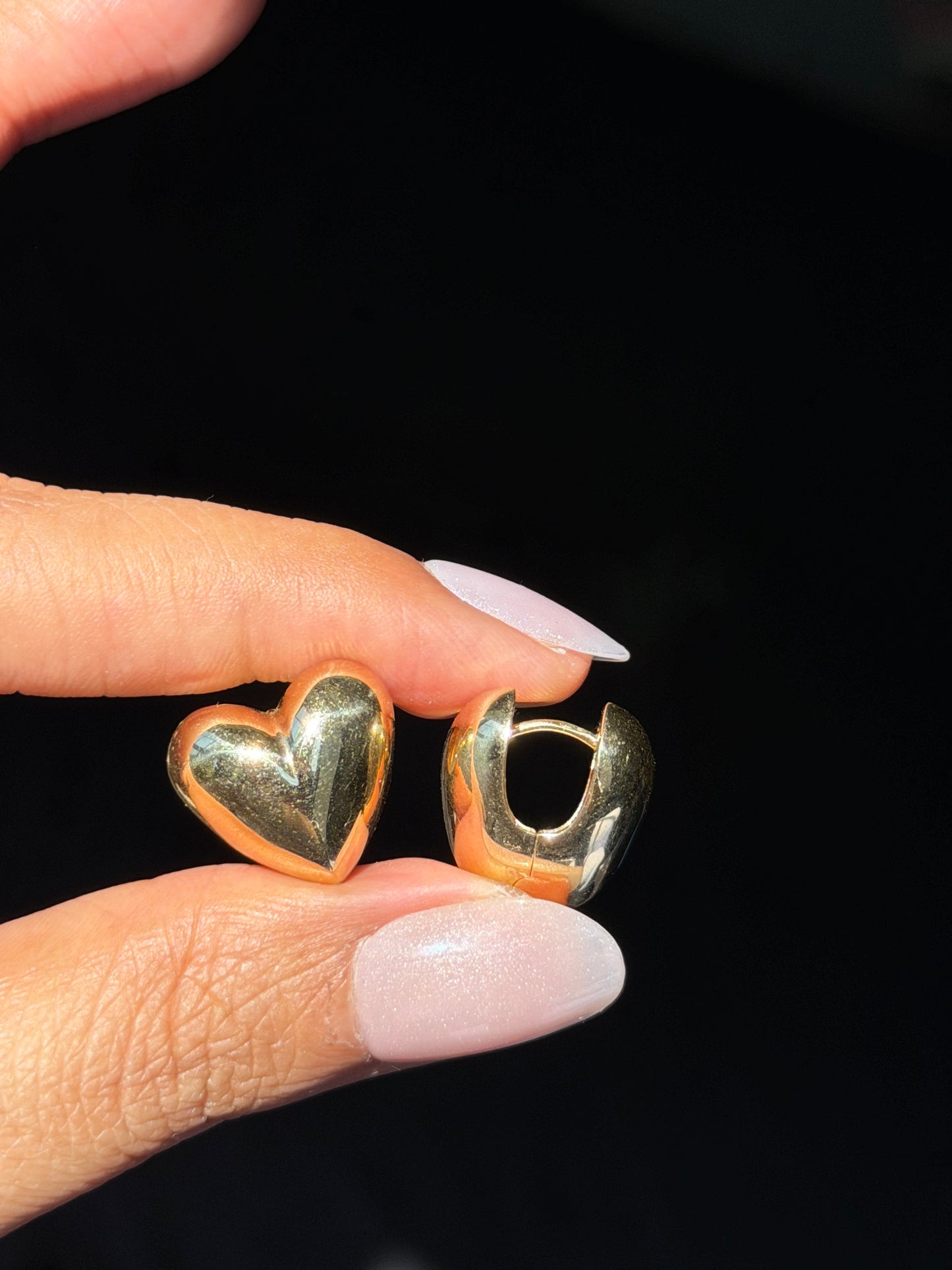 14k heart Huggies