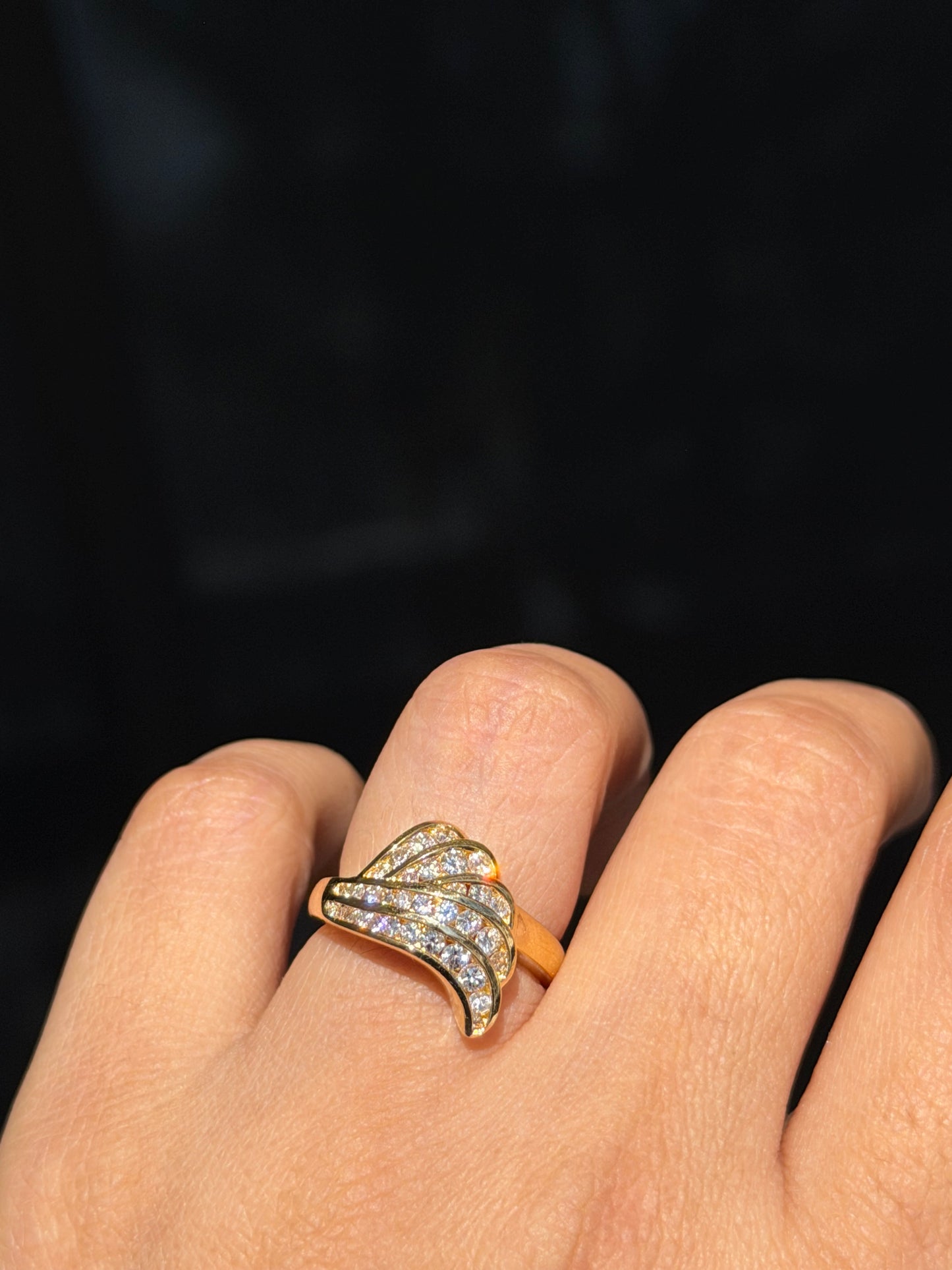 18k diamond wing ring