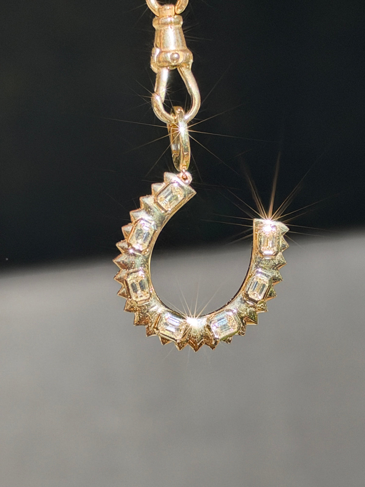 14k 0.64tcw horseshoe diamond charm