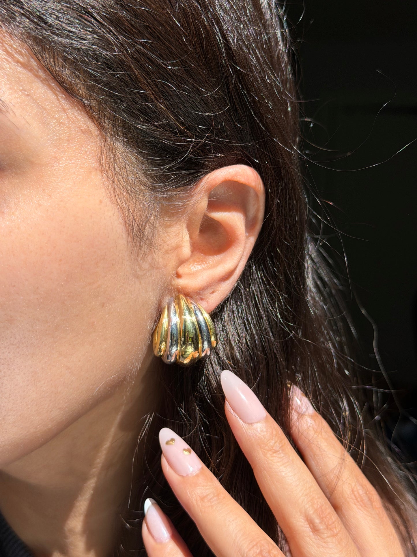EFFEDUE 18k Italian puffy  Ribbed  Hoop earring