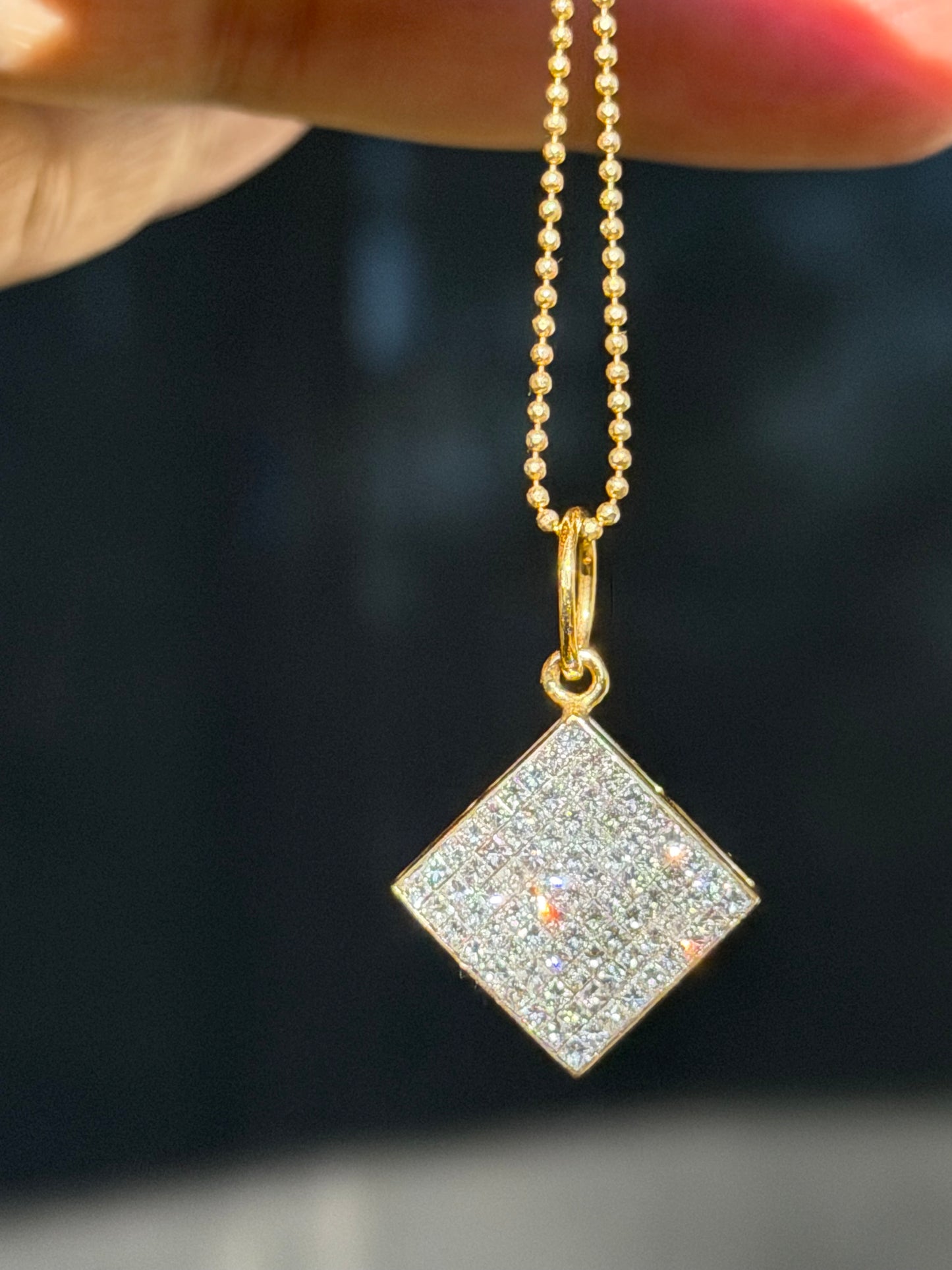 14k Large invisible set diamond charms