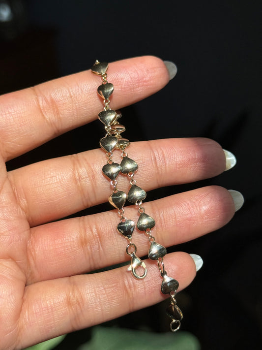 14k double sided heart bracelet