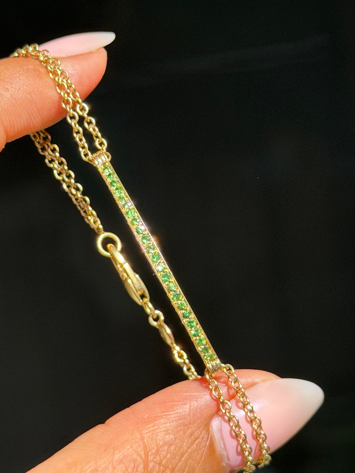 18k italian Tsavorite bar link bracelet