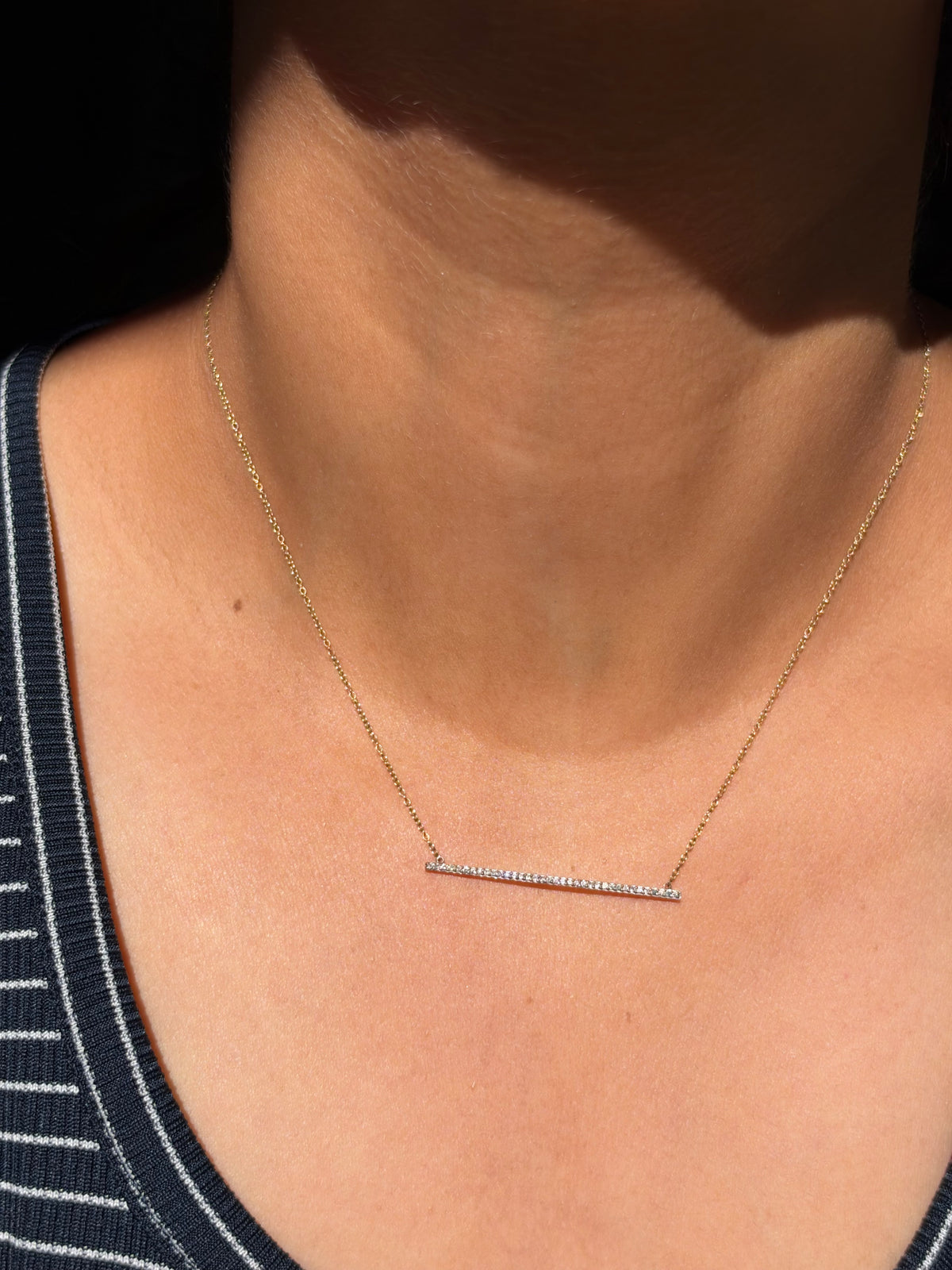 14k diamond bar necklace