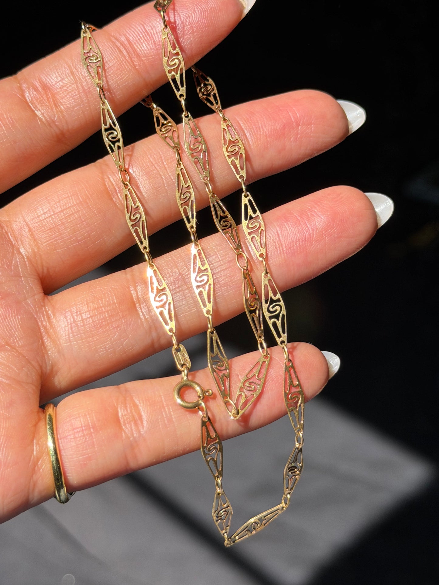 vintage 18k Italian filigree link chain