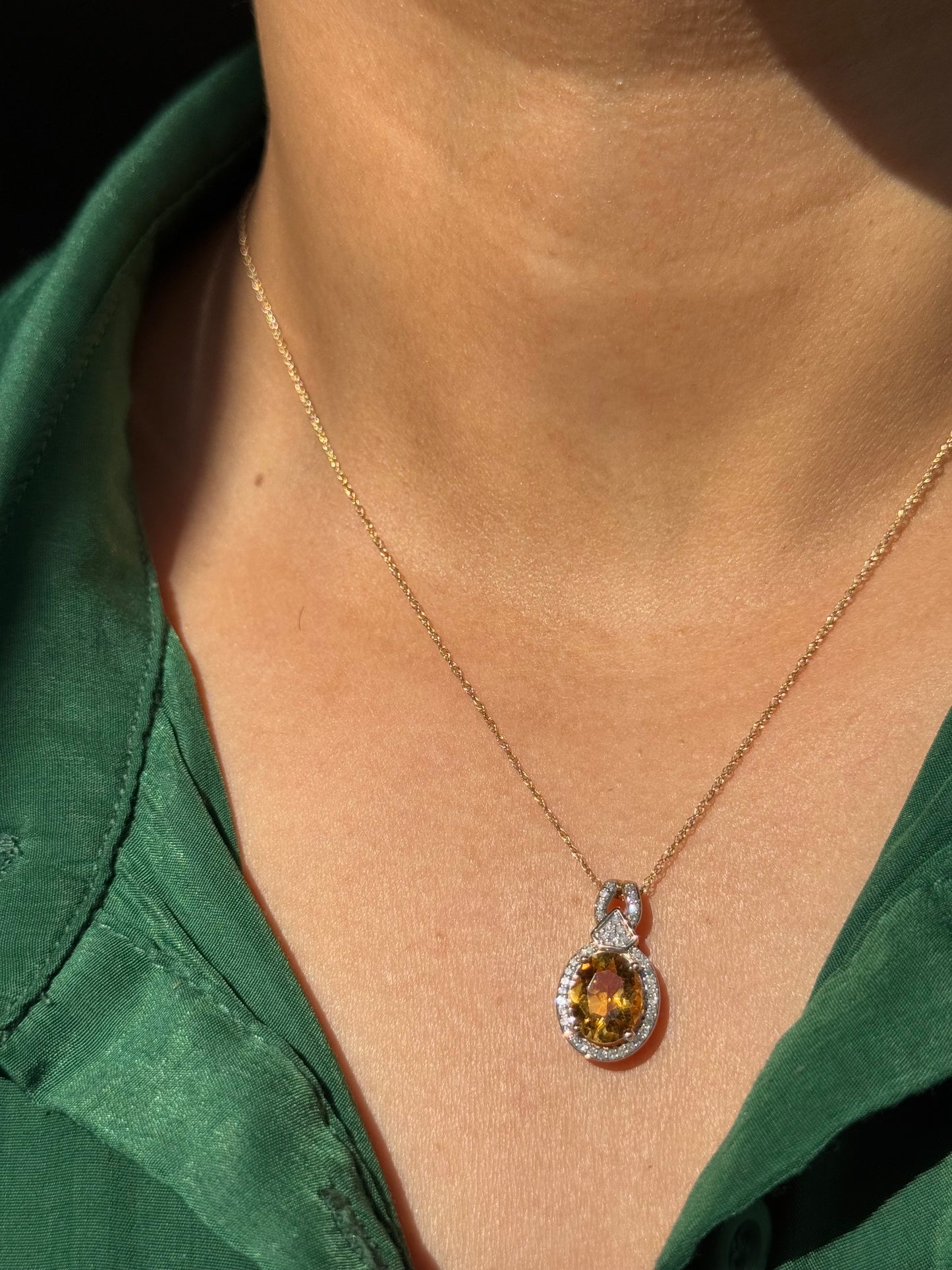 14k citrine and diamond necklace