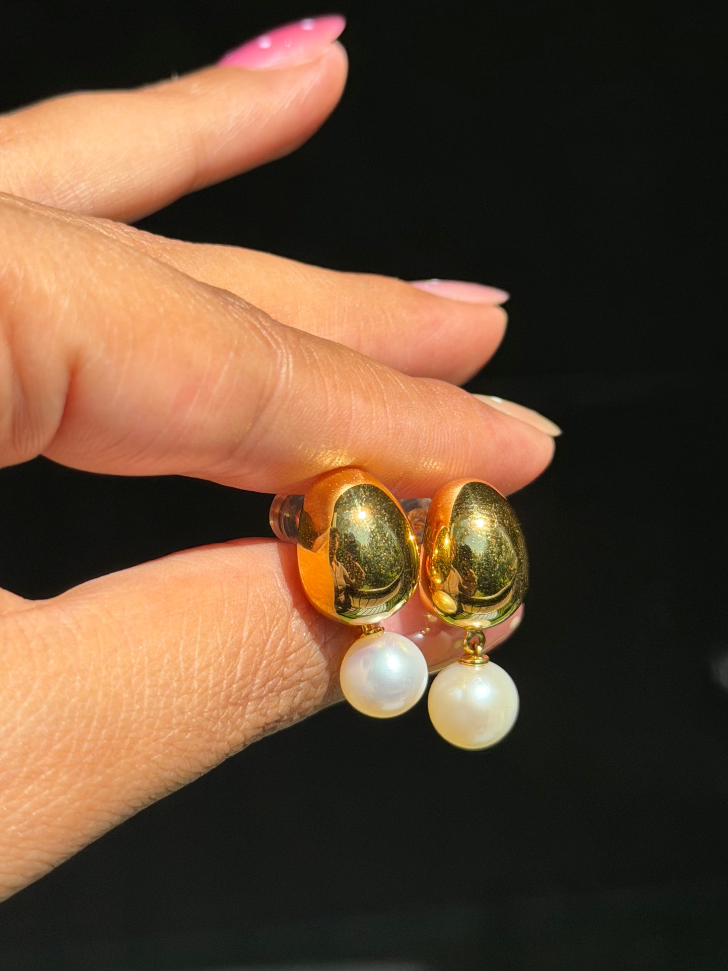 14k puffy drop dangle pearl earrings ✨