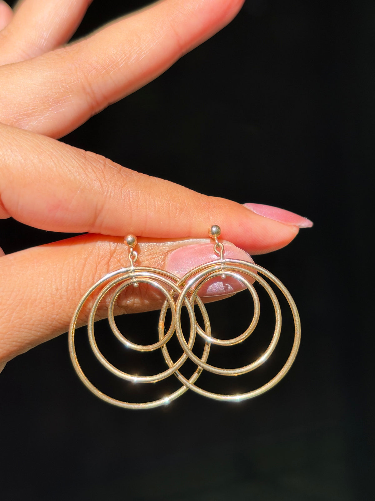 14k triple drop earrings