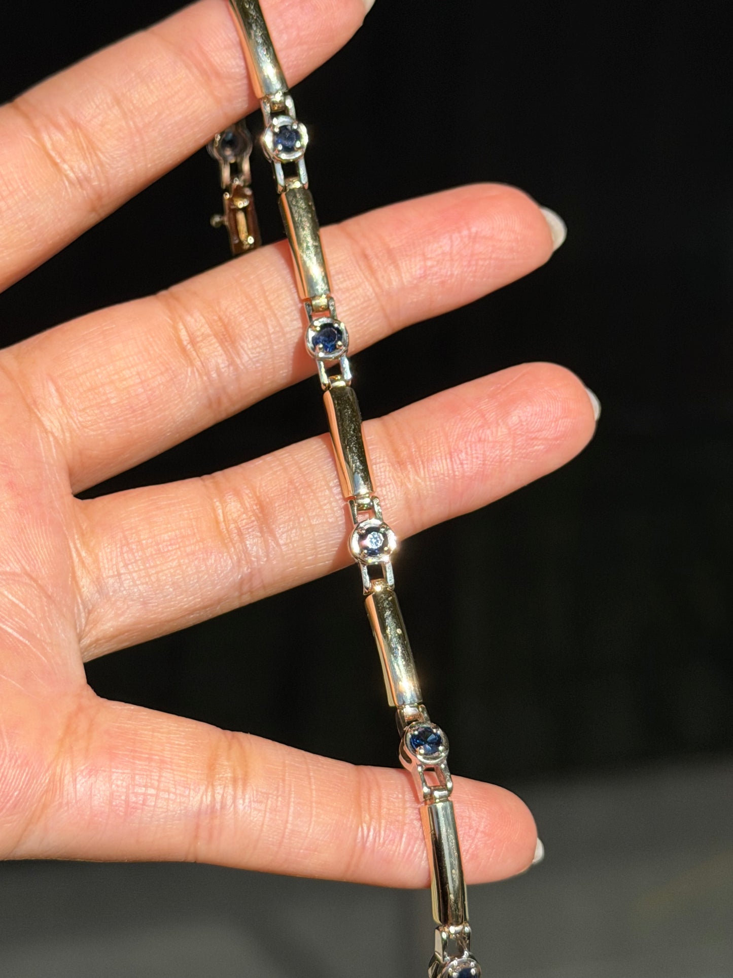 14k sapphire bar link bracelet