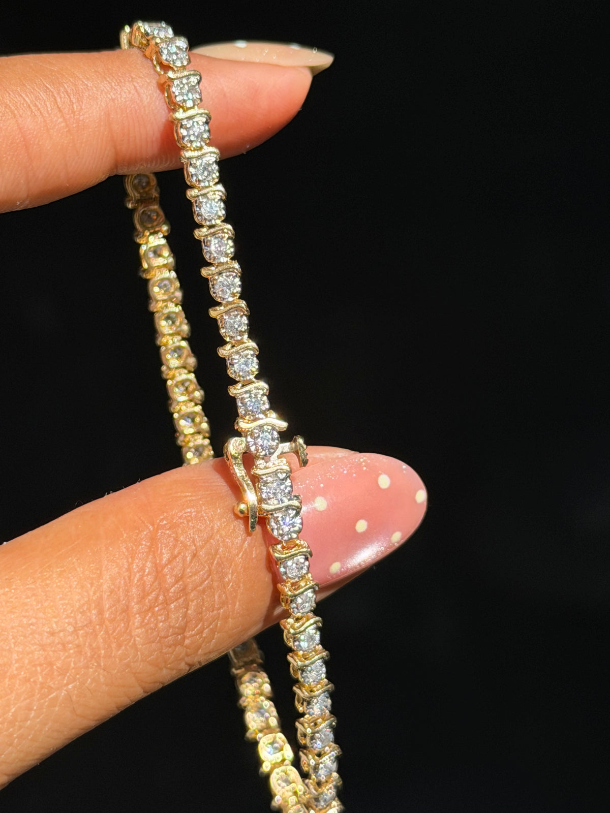 14k diamond S link tennis bracelet