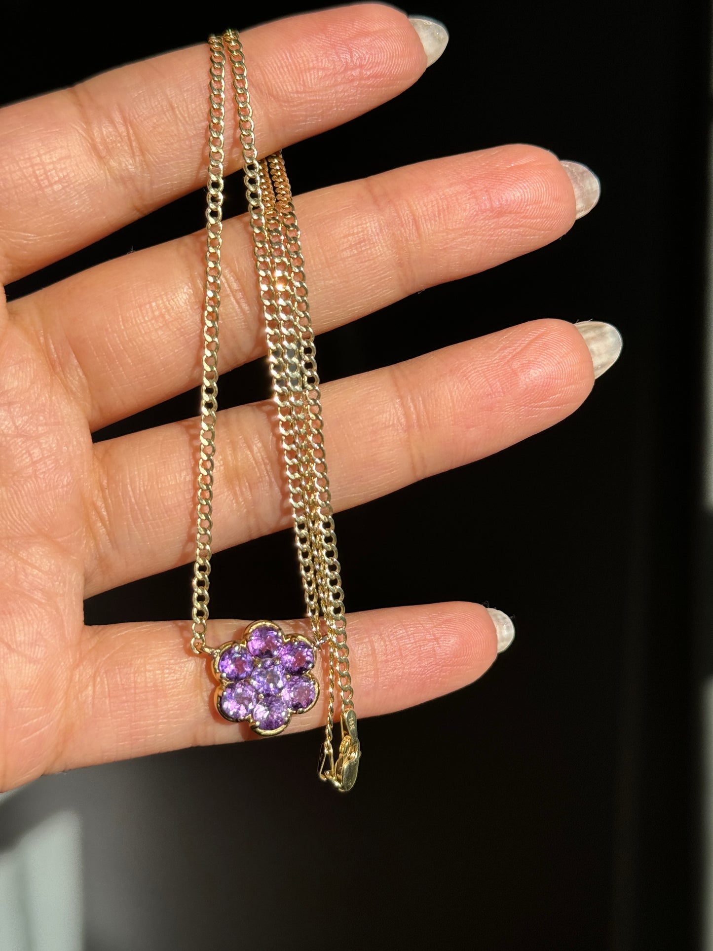 14k Amethyst Flower necklace
