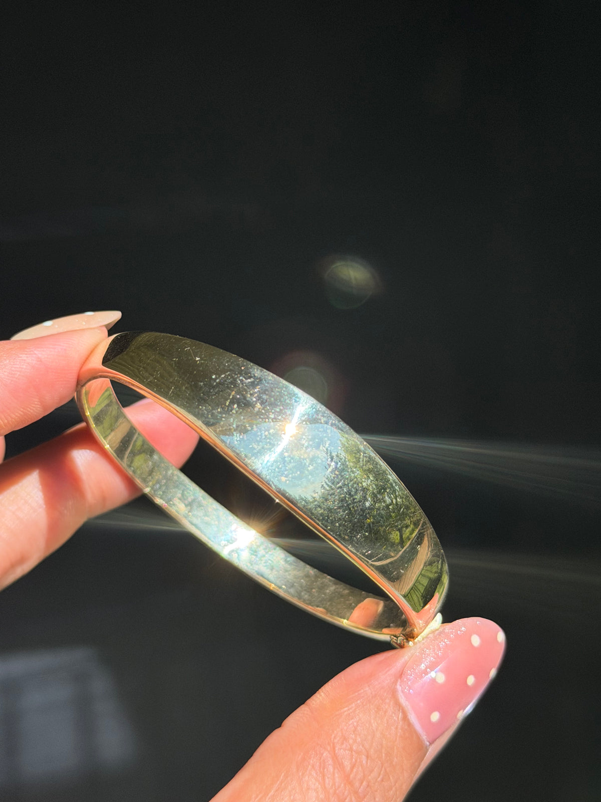 14k solid heavy hinged bangle