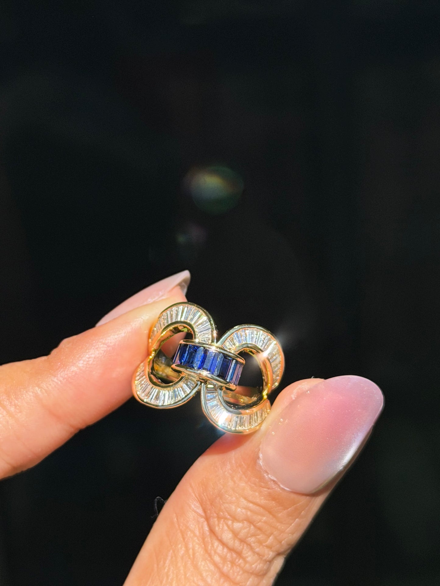 18k Channel set sapphire & diamonds Ring