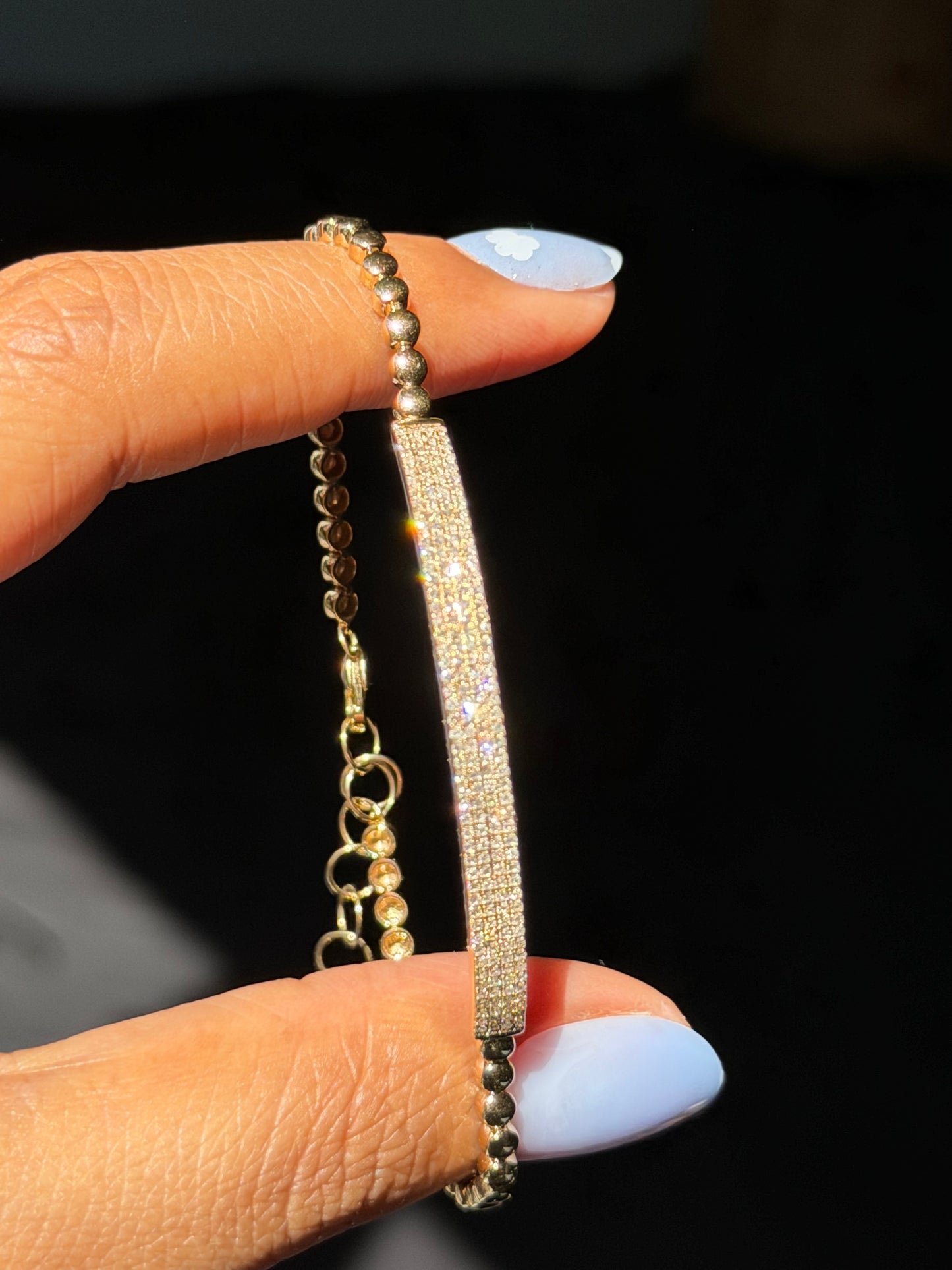 14k pave diamond bar bracelet