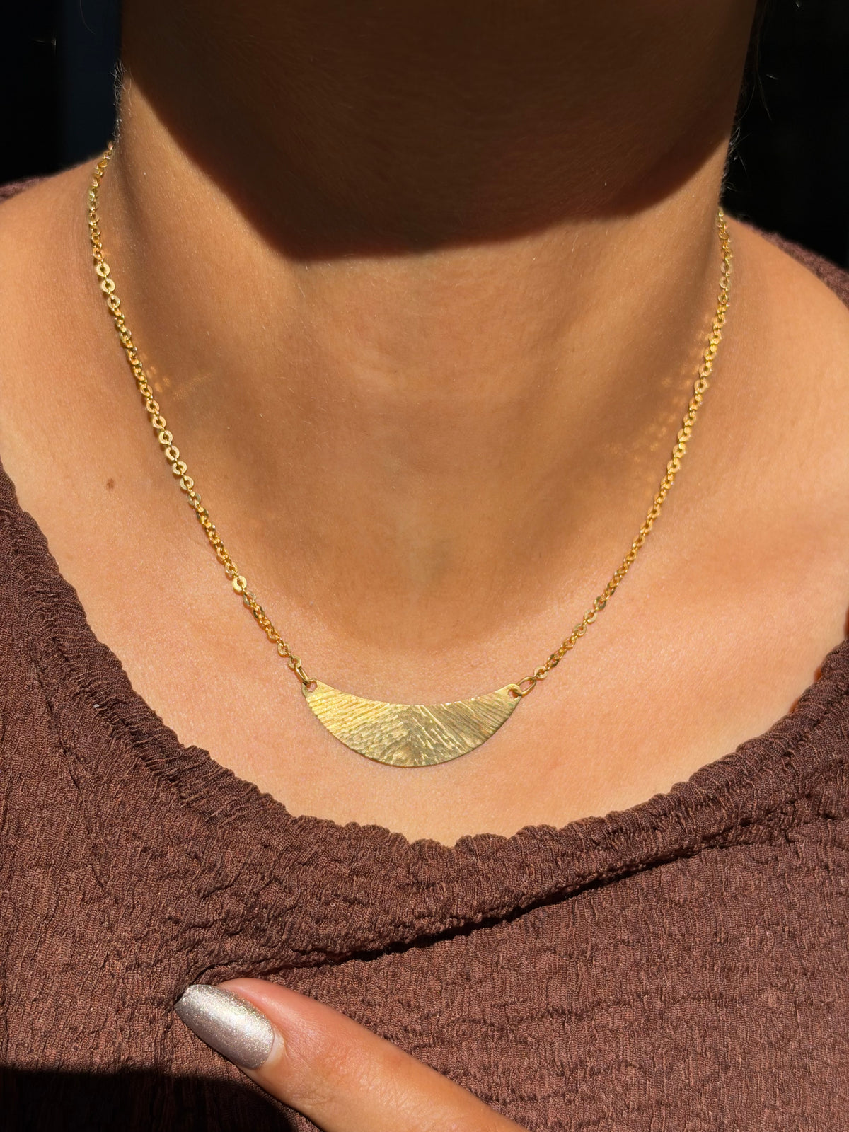18k crescent ID necklace