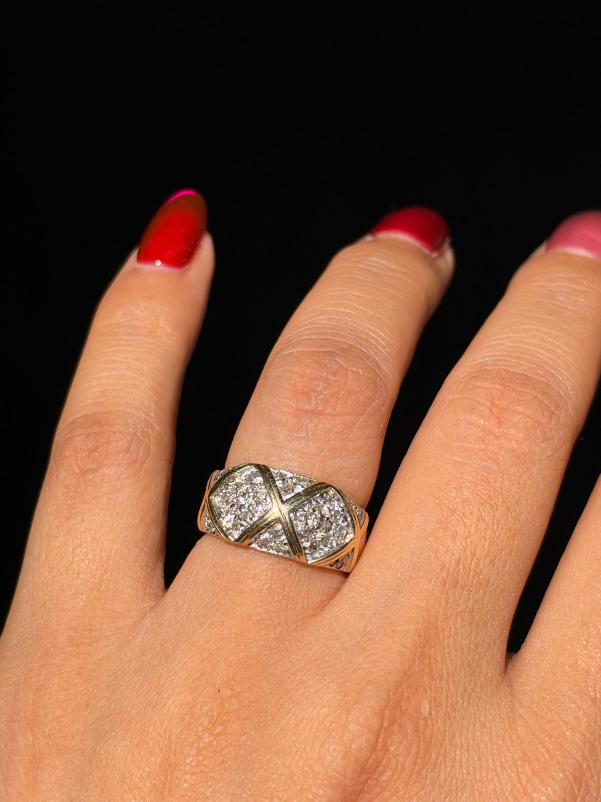 14k pave diamond dome ring