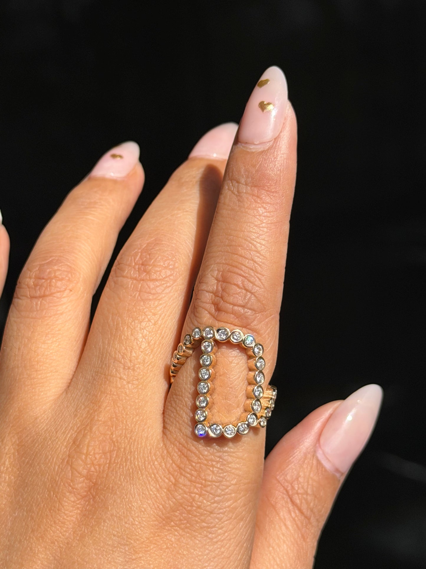 14k 1ct diamond initial D Ring
