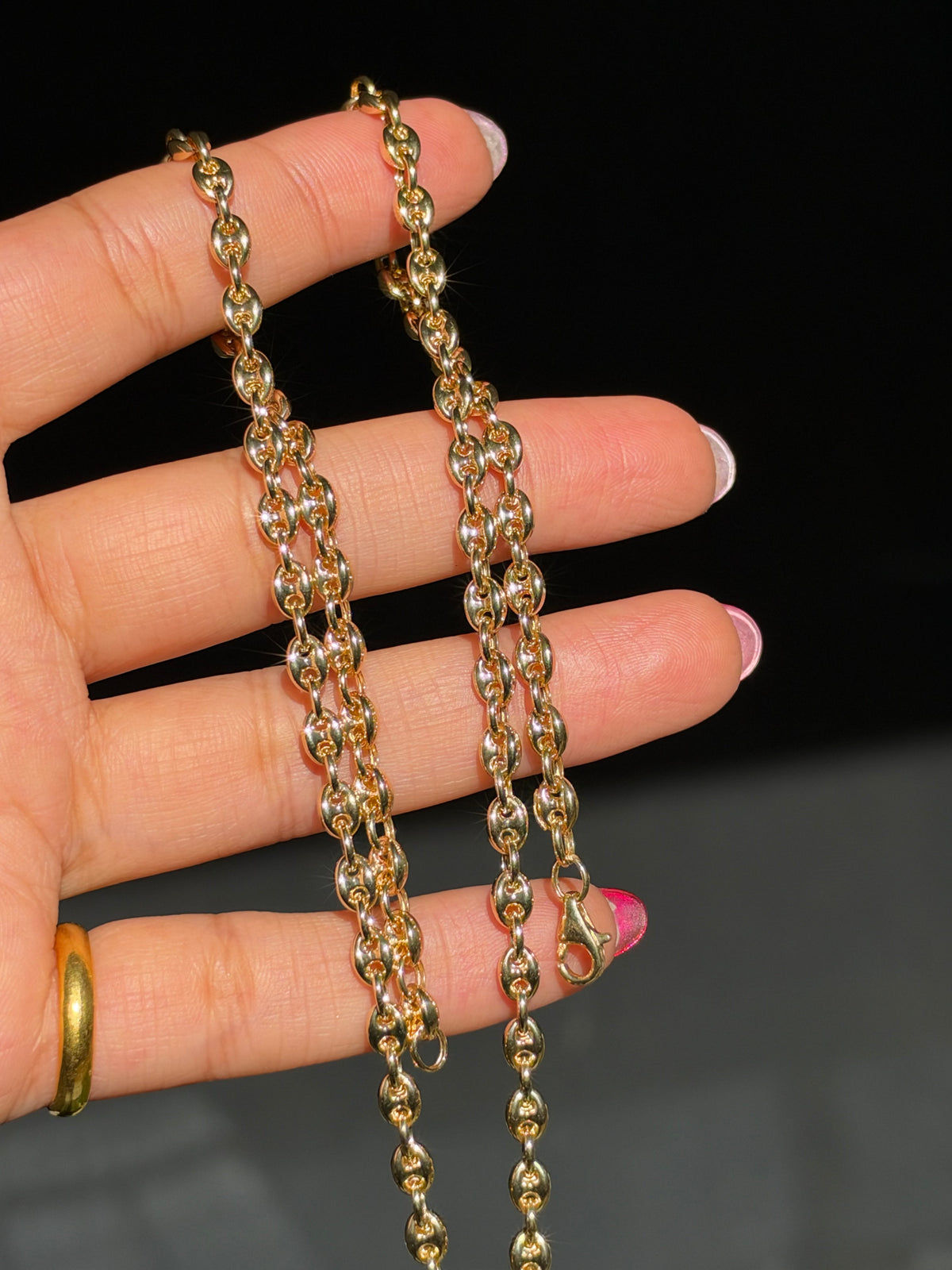 18k yellow gold puffy mariner chain