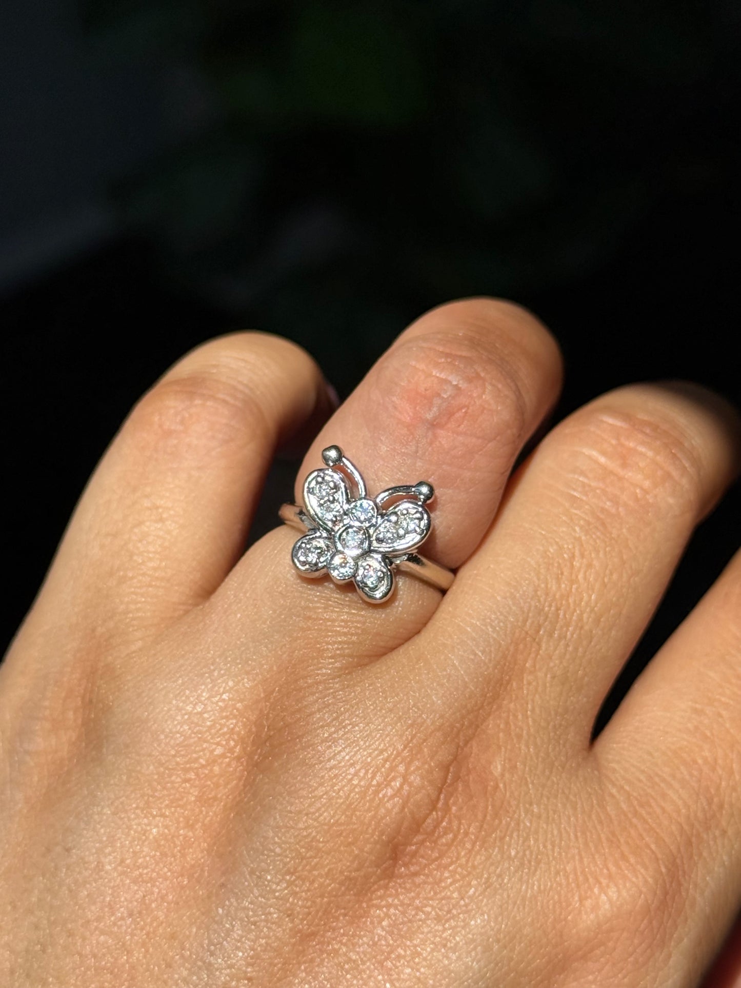 14k white gold Diamond butterfly ring