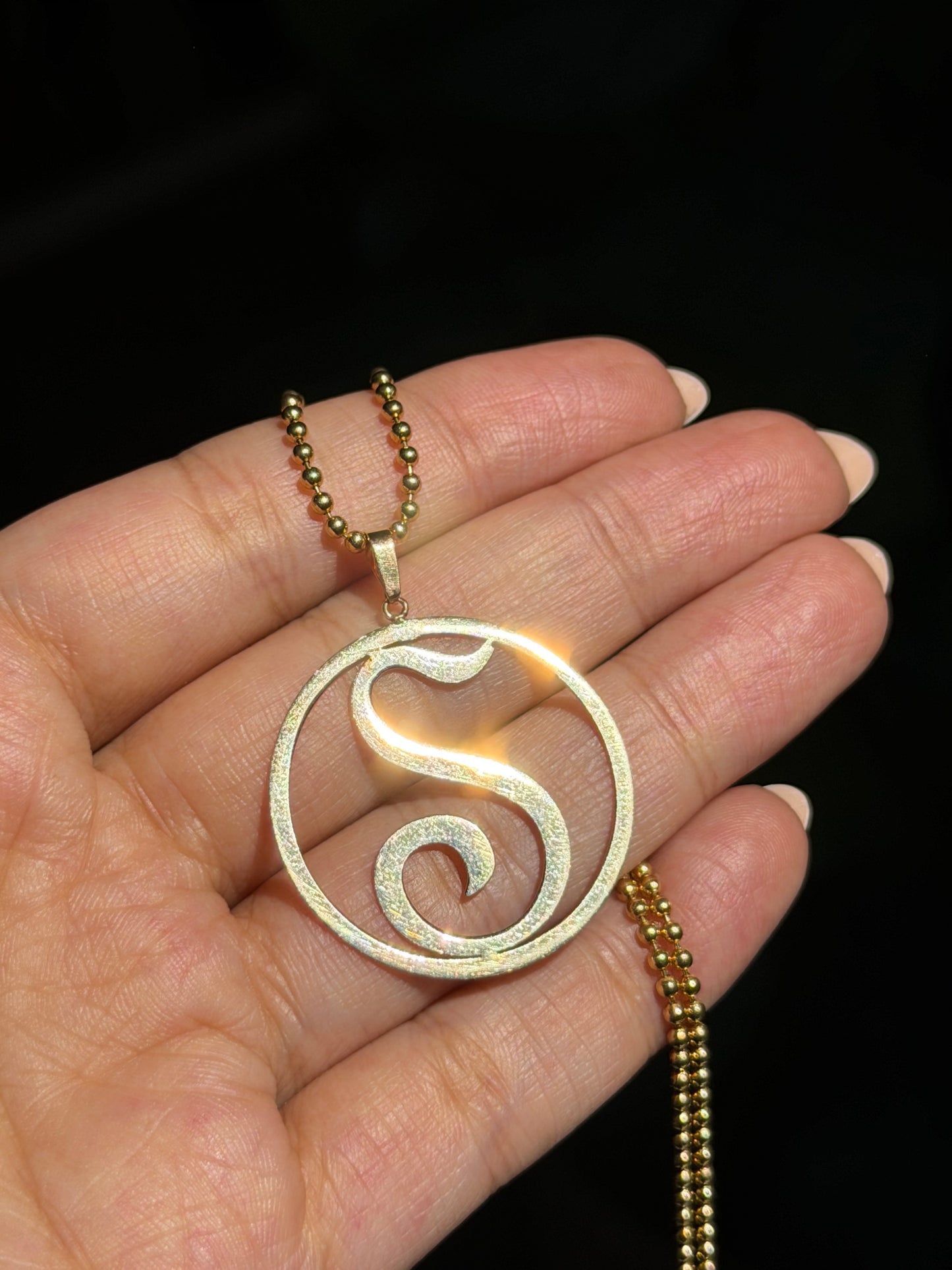 14k Large S pendant