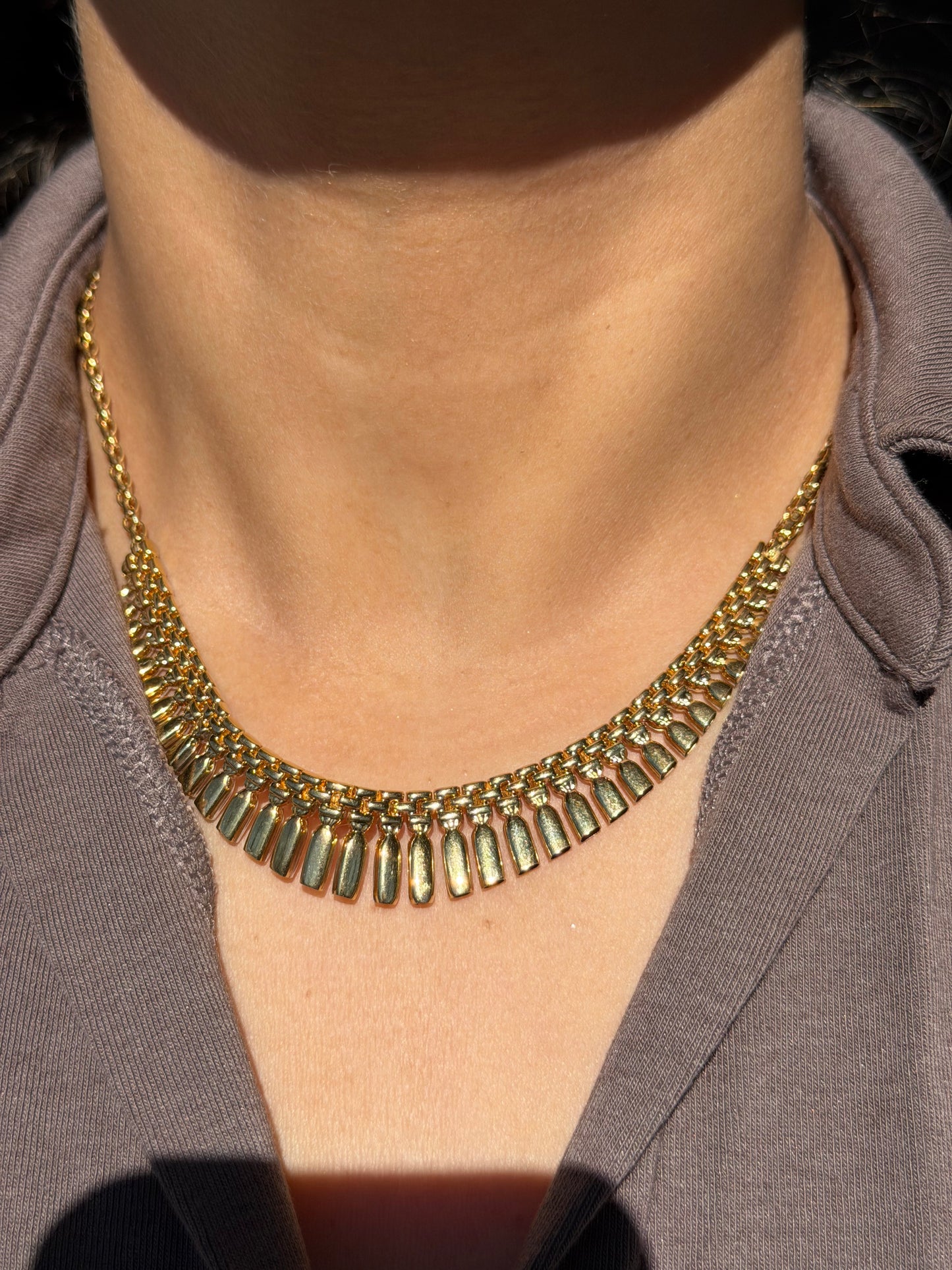 Vintage 14k  double sided Italian Cleopatra necklace