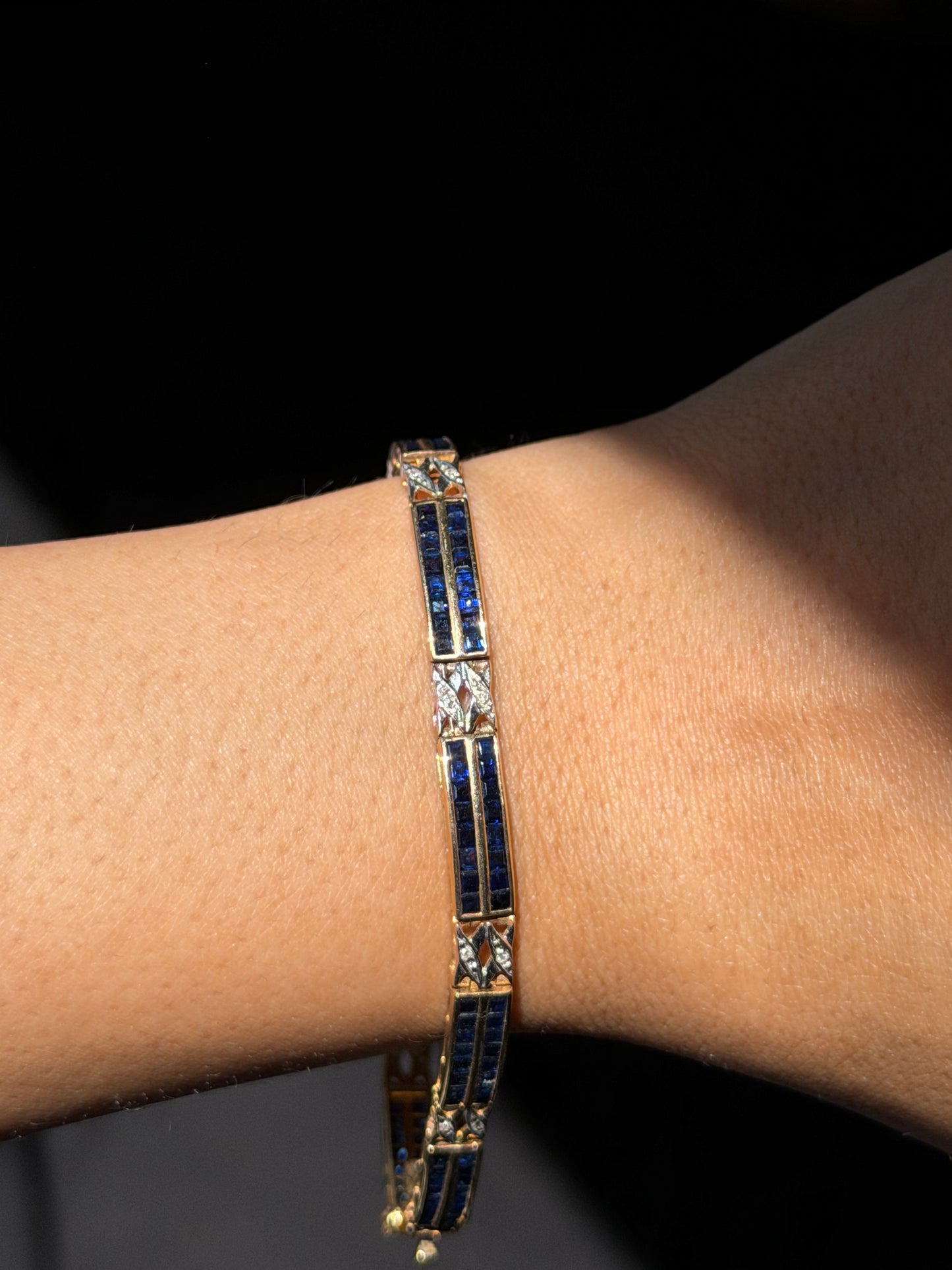 14k yellow gold Vintage sapphire and diamond bracelet ✨💙