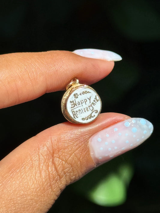 Vintage 1950ś 14k enamel anniversary