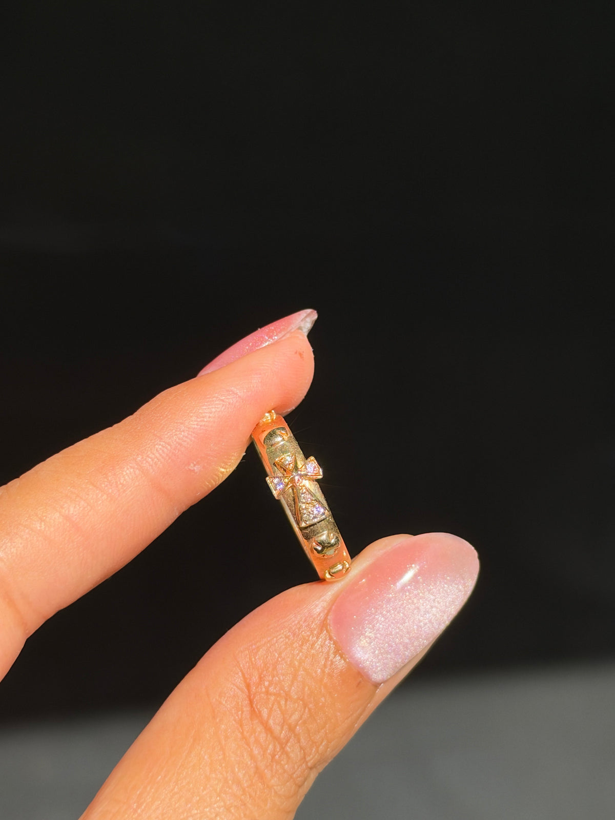 14k Diamond Rosary eternity Ring