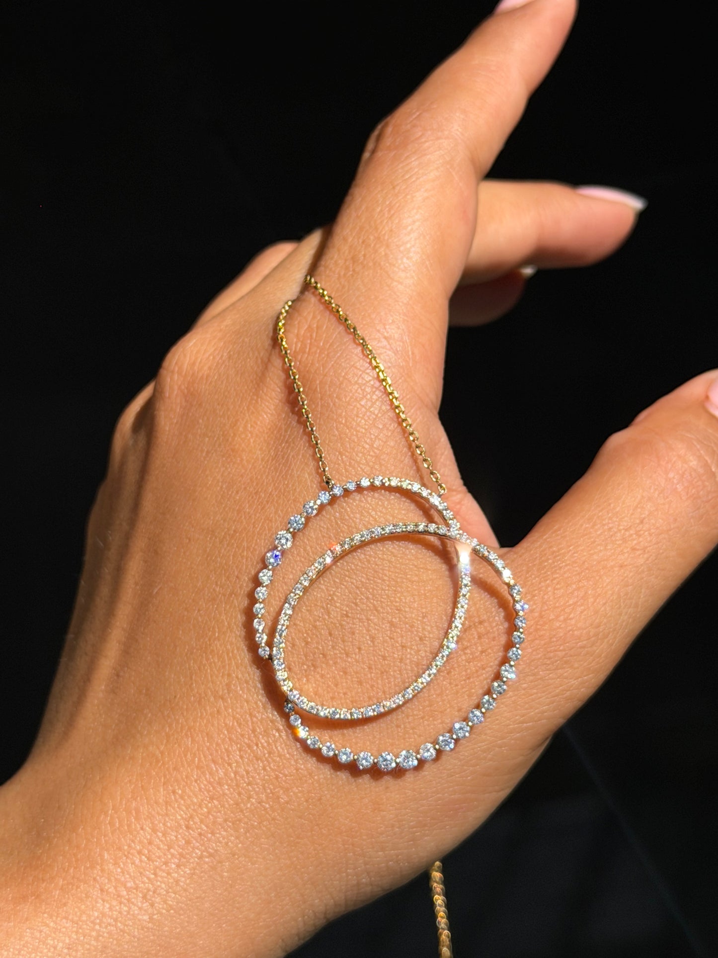 14k 1.50ct diamond interlocking double oval necklace 💎