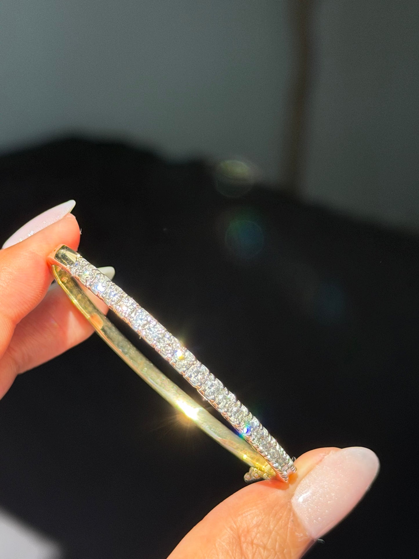 14k 2ct diamond hinged bracelet
