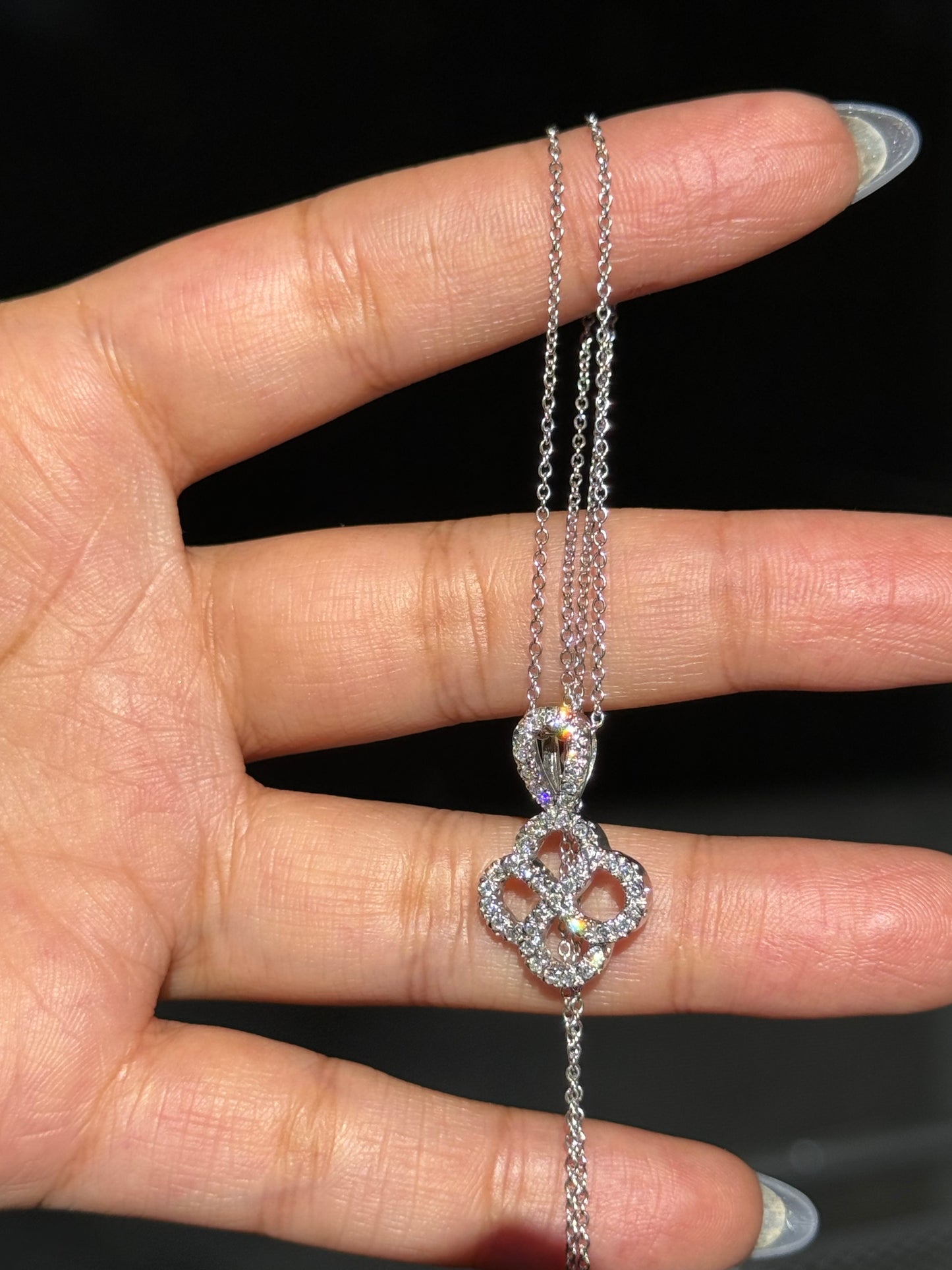 14k diamond Quatrefoil Necklace & Earrings