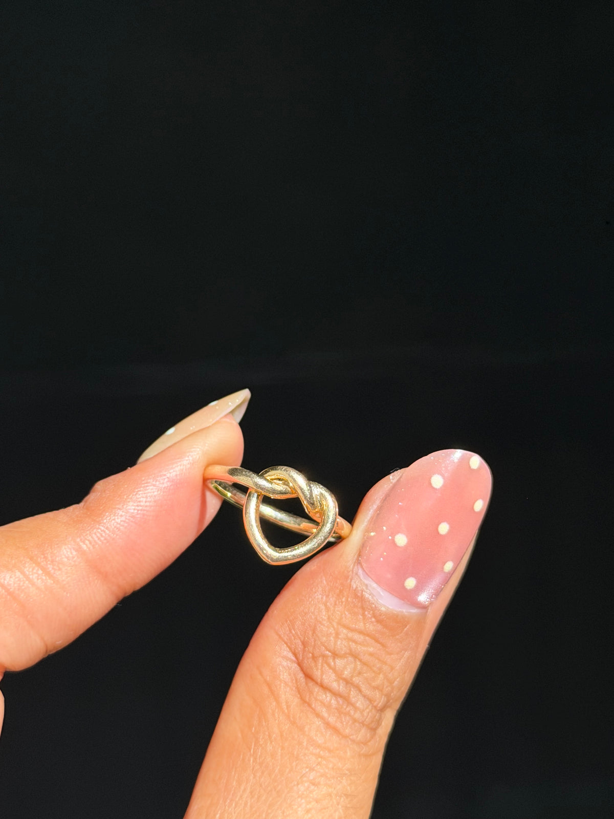14k heart knot ring