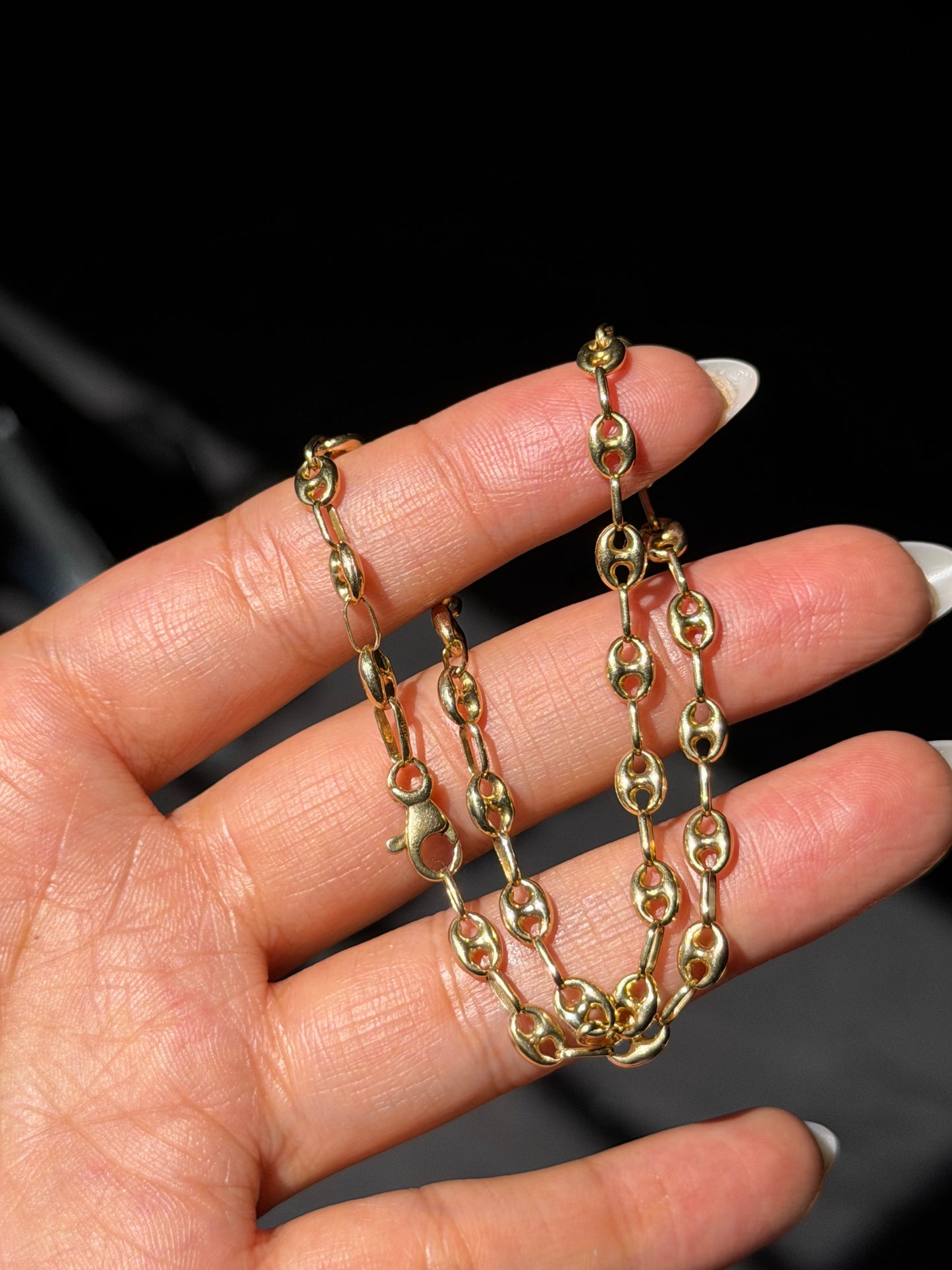 14k Italian puffy mariner link chain