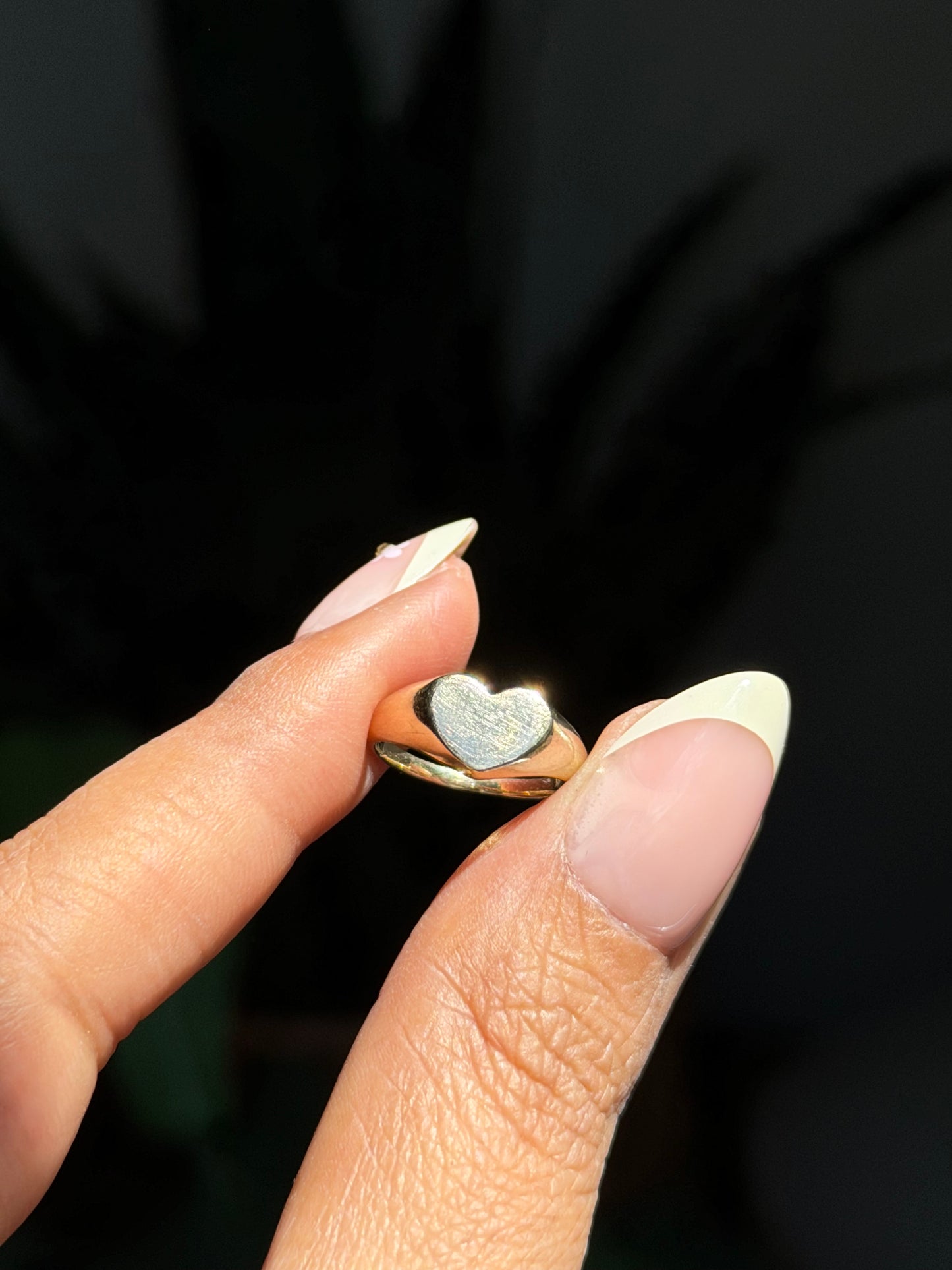 14k heart signet ring