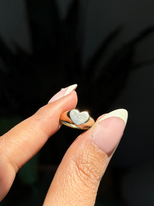14k heart signet ring